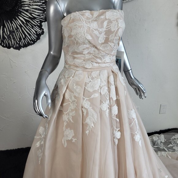 NWT~$1699~ALLURE BRIDAL~12~STRAPLESS CHAMPAGNE IVORY EMBELLISHED WEDDING DRESS - Picture 8 of 16